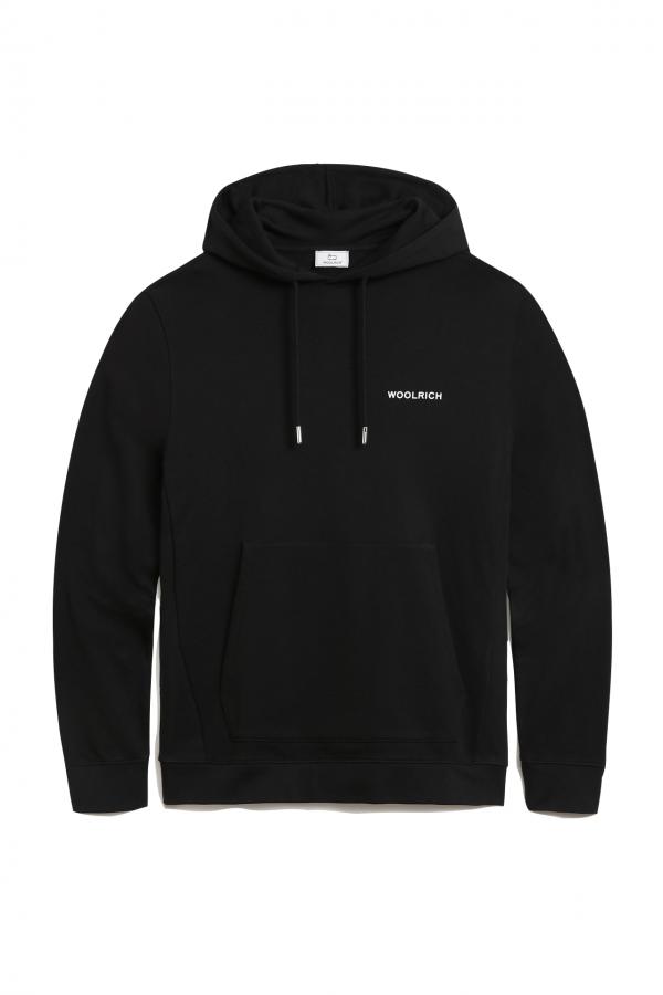 Woolrich_Printed_duck_hooded_fleece_zwart