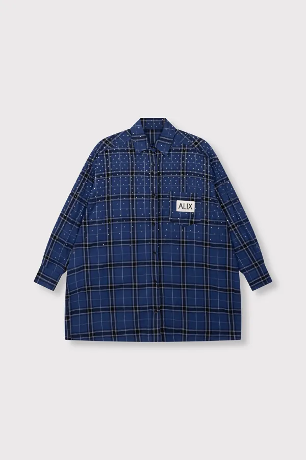 ALIX_THE_LABEL_LADIES_WOVEN_STUDDED_CHECK_BLOUSE_DRESS_DARK_BLUE_3