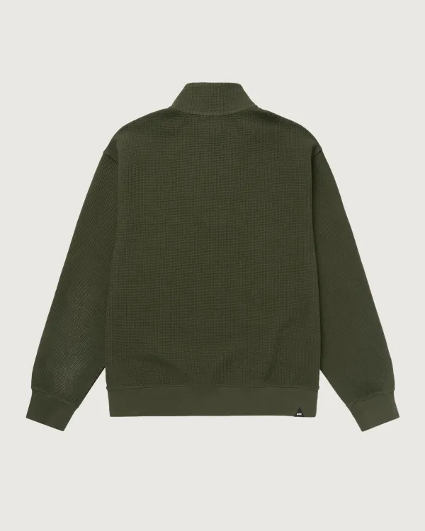 DENHAM_SCISSOR_ZIP_WAFFLE_KNIT_ARMY_GREEN_1