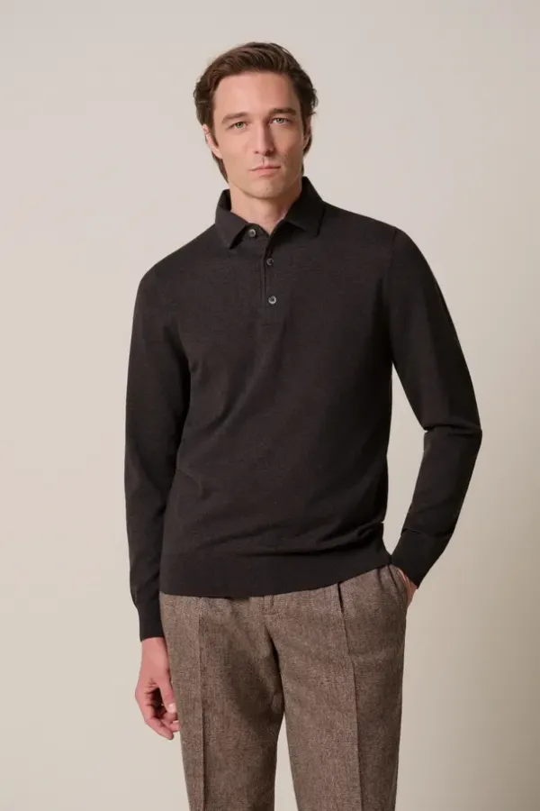 PROFUOMO_POLO_ONE_PIECE_LS_D_BROWN