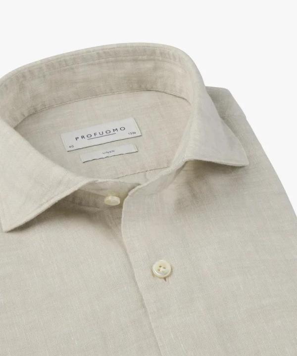 PROFUOMO_cutaway_linnen_shirt_sand_1