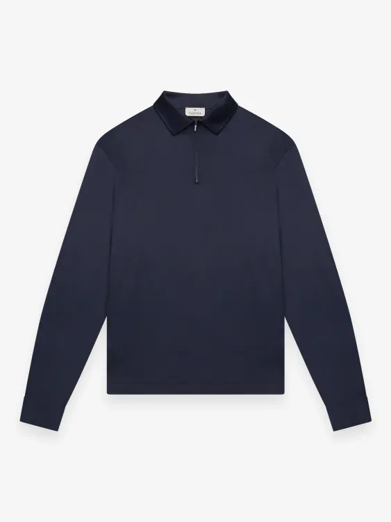 VALENZA_SUPIMA_POLO_ZIP_COLLAR_L_S_NAVY
