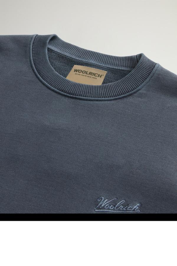 WOOLRICH_Garment_Dyed_Crewneck_Melton_Blue