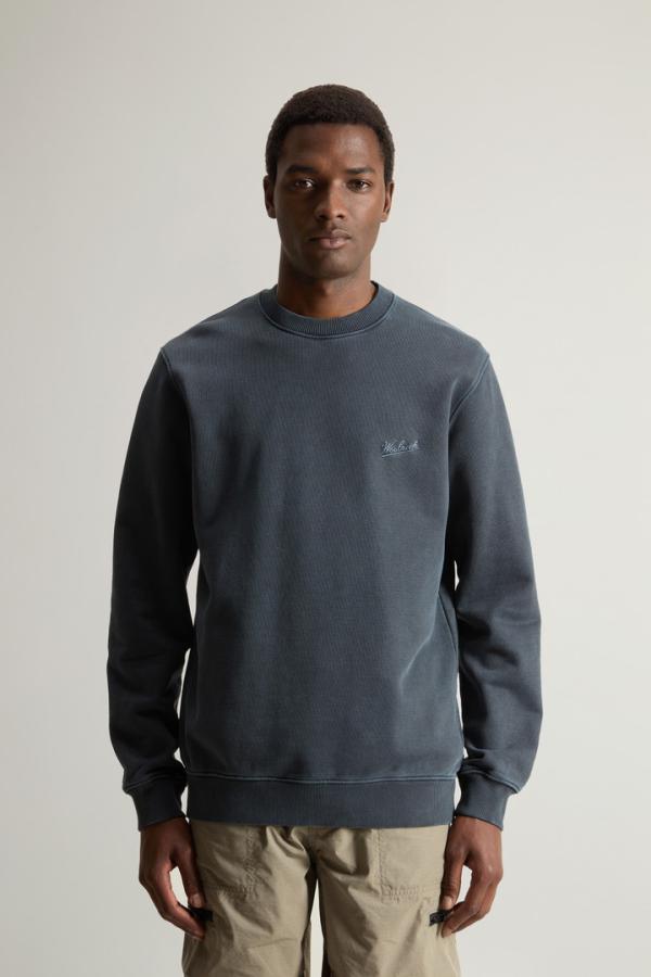 WOOLRICH_Garment_Dyed_Crewneck_Melton_Blue_1