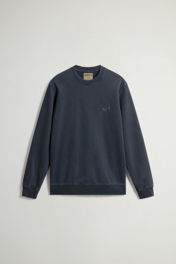 WOOLRICH_Garment_Dyed_Crewneck_Melton_Blue_2