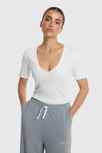 ALIX_THE_LABEL_LADIES_KNITTED_V_NECK_T_SHIRT_SOFT_WHITE