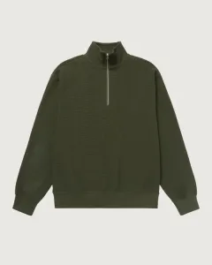 DENHAM_SCISSOR_ZIP_WAFFLE_KNIT_ARMY_GREEN