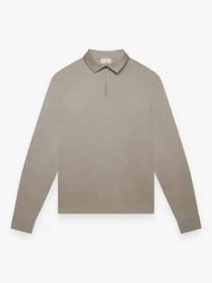 VALENZA SUPIMA POLO ZIP COLLAR L/S LEAD GREY