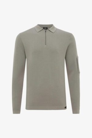 GENTI Polo zip LS Groen groen heren
