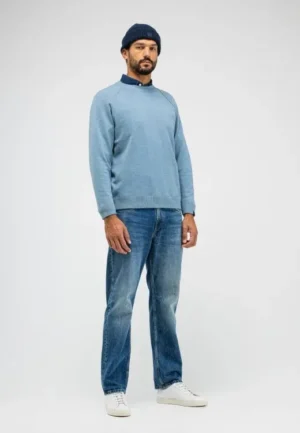 BUTCHER OF BLUE CLIFDEN CREW SWEAT SHARK BLUE