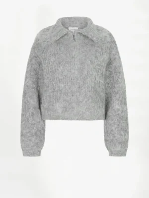 DANTE 6 EMYLA ZIP SWEATER HEATHER GREY