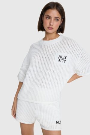 ALIX THE LABEL LADIES KNITTED AJOUR TOP CREAM