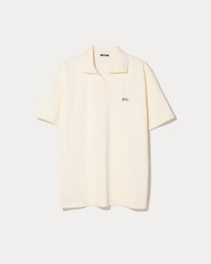 DENHAM SCISSOR OPEN COLLAR POLO ANTIQUE WHITE