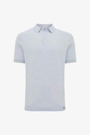 GENTILUOMO GEBREIDE POLO LICHTBLAUW