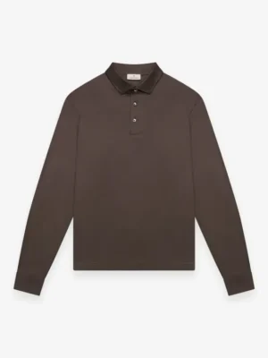 VALENZA SUPIMA POLO SCHILLER COLLAR L/S EBONY BROWN