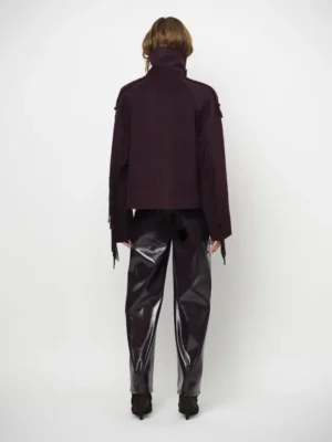 DANTE 6 HAVEN FRINGE COAT DARK PLUM