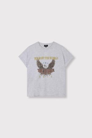 ALIX THE LABEL LADIES KNITTED EAGLE T-SHIRT LIGHT GREY MELANGE