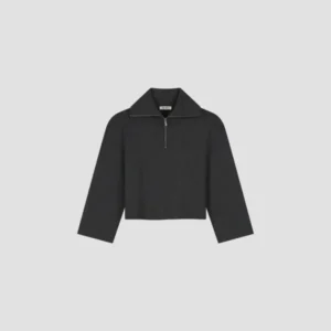 OLAF HALF ZIP RIB SWEAT CHARCOAL