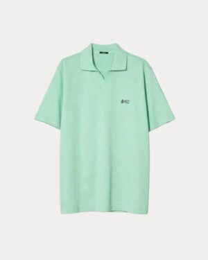 DENHAM SCISSOR OPEN COLLAR POLO LAUREL GREEN