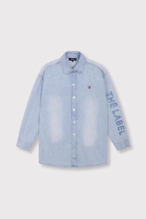 ALIX THE LABEL DENIM OVERSIZED BLOUSE LIGHT BLUE DENIM