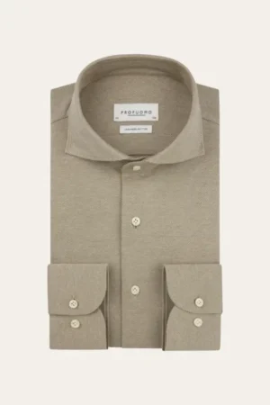 PROFUOMO JAPANESE KNITTED SHIRT X-CUTAWAY SF COGNAC