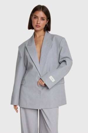 ALIX THE LABEL WOVEN CLEAN MIX BLAZER SOFT GREY MELANGE