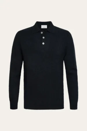 PROFUOMO BOILED WOLLEN POLO NAVY