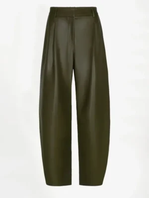 DANTE 6 MINORA FAUX LEATHER BARREL PANTS MOSS OLIVE