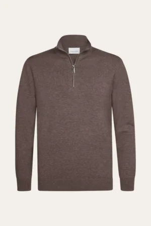 PROFUOMO LUXURY BASIC HALF ZIP AUBERGINE