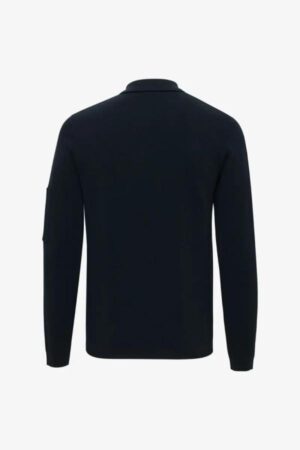 GENTI Polo zip LS navy blauw heren