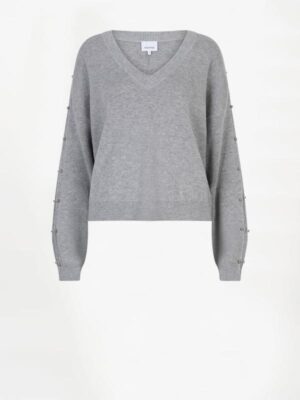 Dante 6 Maxe embellished V-Neck sweater grijs dames