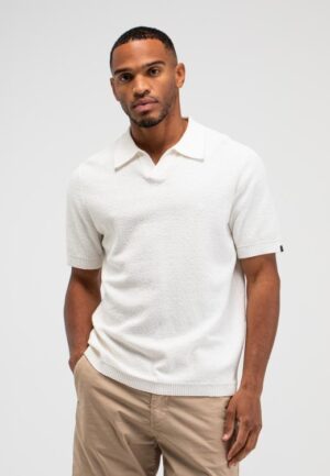 BUTCHER OF BLUE BOUCLE KNIT POLO TITAN WHITE