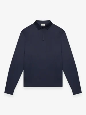 VALENZA SUPIMA POLO ZIP COLLAR L/S NAVY