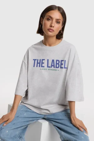 ALIX THE LABEL OVERSIZED T-SHIRT LIGHT GREY MALANGE