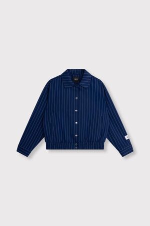 ALIX THE LABEL CLEAN STRIPED BOMBER NIGHT BLUE