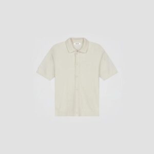 OLAF LINEN KNITTED SS POLO OFF-WHITE