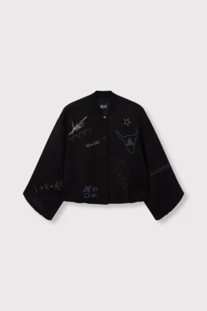 ALIX THE LABEL LADIES ARTWORK BOMBER BLACK