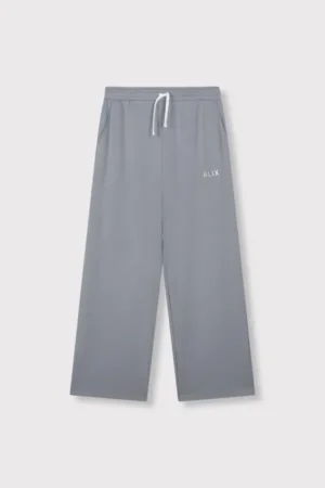 ALIX THE LABEL LADIES KNITTED SCUBA WIDE LEG PANTS LIGHT GREY
