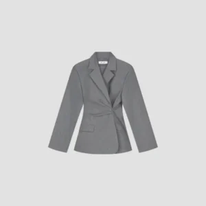 OLAF WOOL ASYMETRIC BLAZER SHARKSKIN