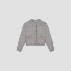 OLAF WOOL KNITTED CARDIGAN SHARKSKIN
